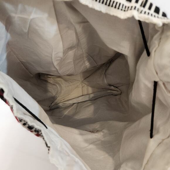 Peruvian Wool Red Black Aztec Print Lined Backpack Boho Hippie Retro Western - Picture 5 of 12